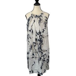 Bellambia Italian Linen Blue White Floral Mini Shift Dress Medium